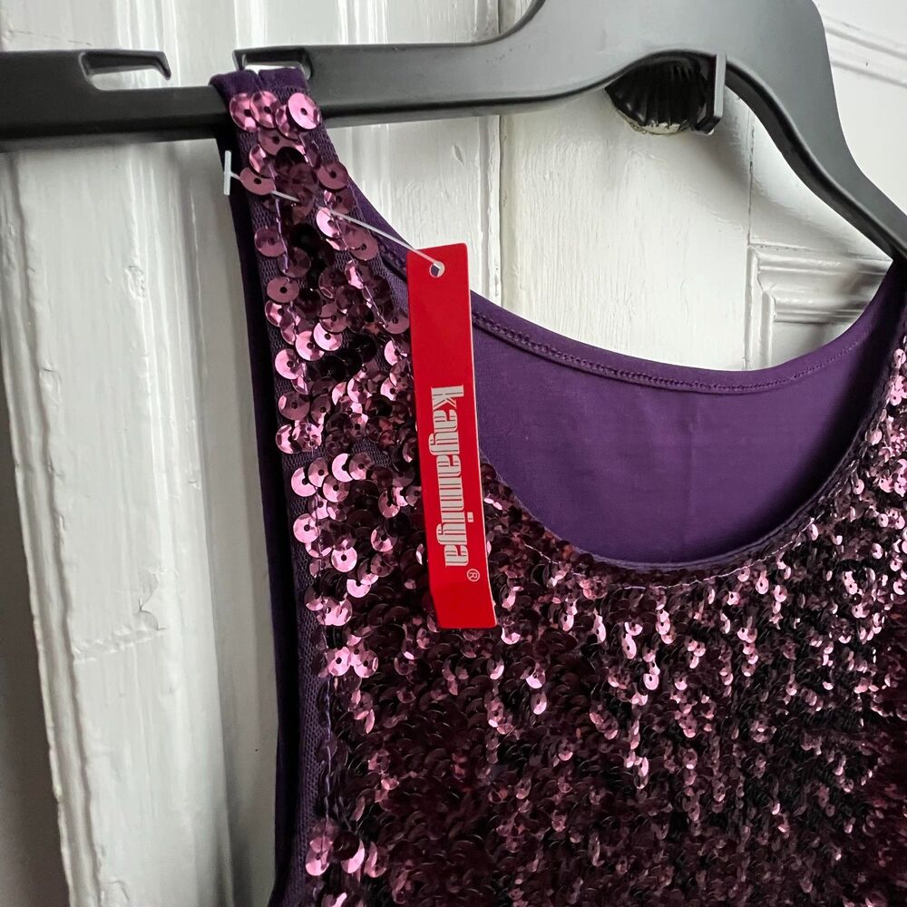 Kayamiya Sequins Purple Scoop Neck Tank M NWT - Picture 3 of 5